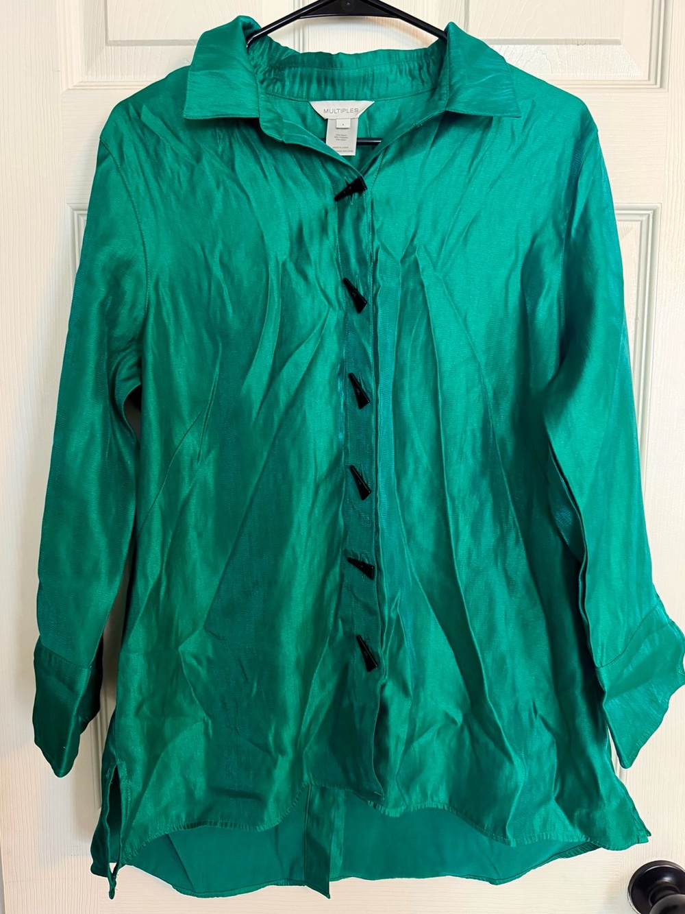 Multiples Teal-Green Button Front Women's Blouse